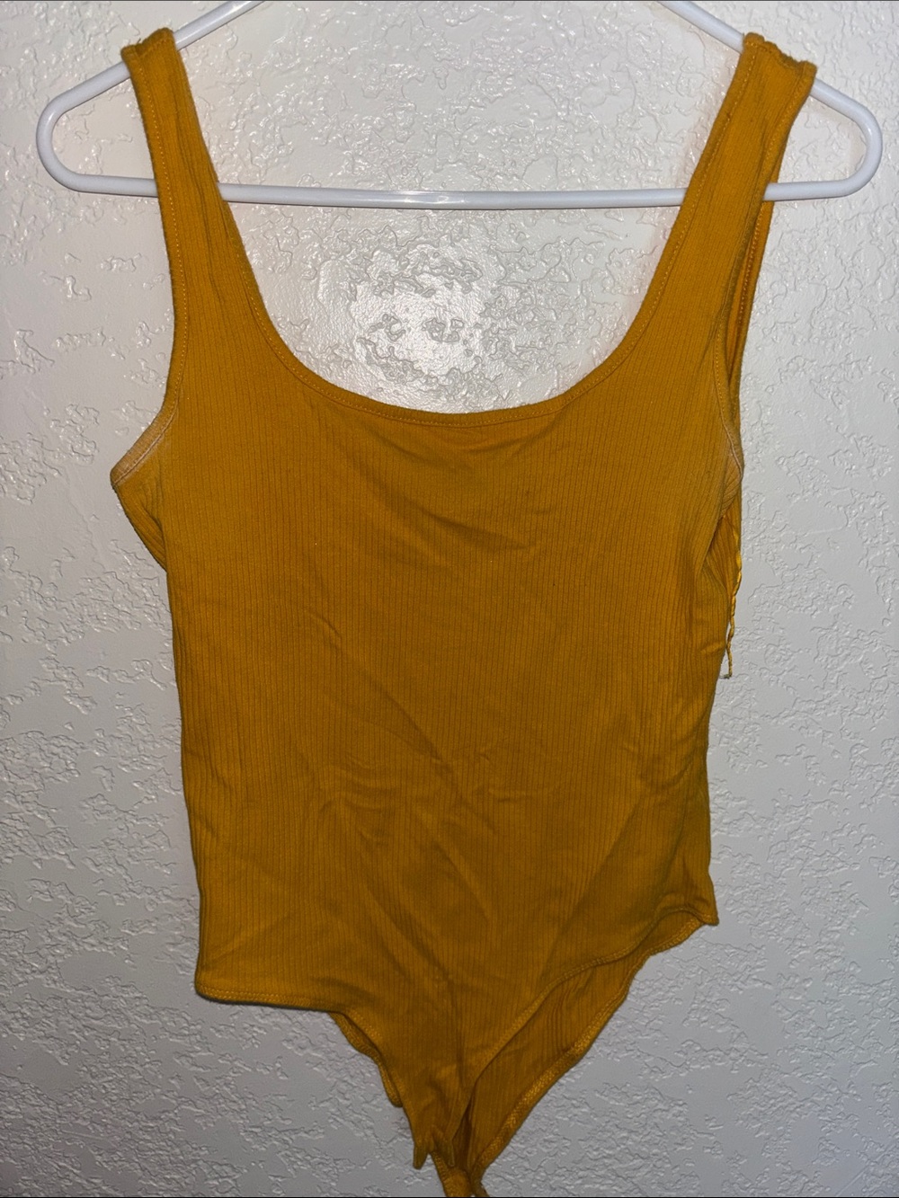 Ambiance Ribbed Tank Bodysuit in Mustard Yellow